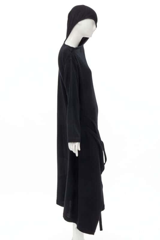 Comme Des Garcons Hooded Dress Black Wool Never worn - Model View