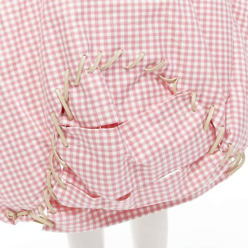 Comme Des Garcons Checked Balloon Skirt Pink Cotton Good condition - Back View