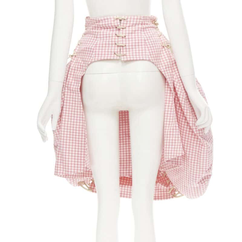 Comme Des Garcons Checked Balloon Skirt Pink Cotton Good condition - Box View