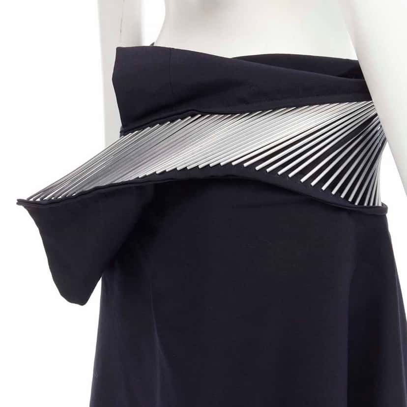 Junya Watanabe Metal Midi Skirt Black Wool Very good condition - Back View
