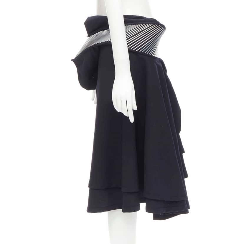 Junya Watanabe Metal Midi Skirt Black Wool Very good condition - Model View