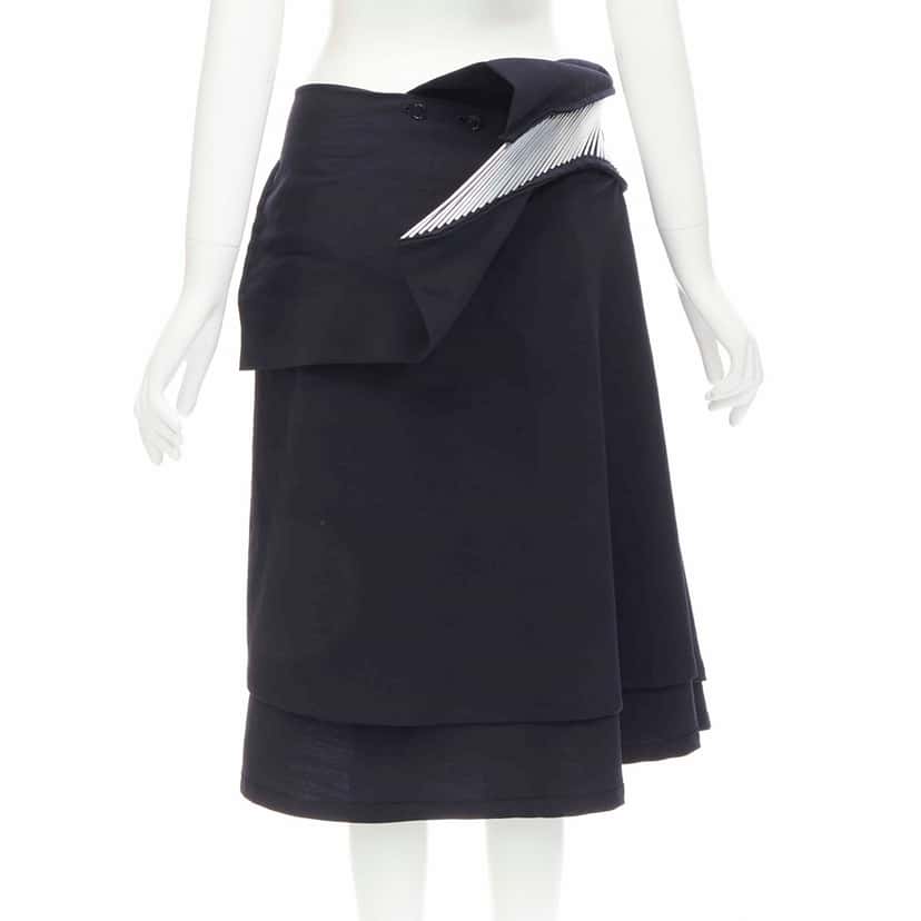 Junya Watanabe Metal Midi Skirt Black Wool Very good condition - Box View
