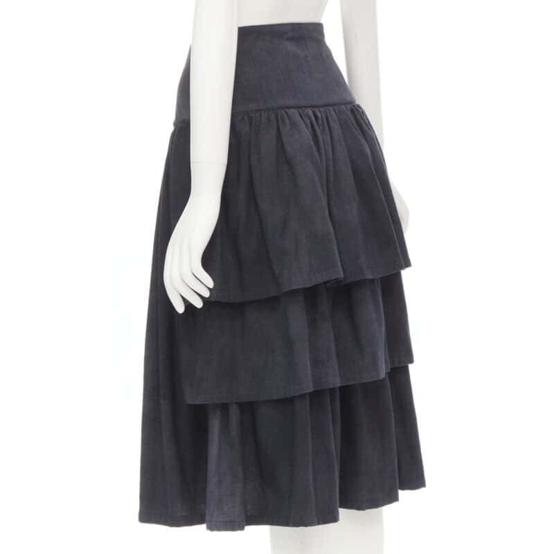 Comme Des Garcons Corset Tiered Skirt Grey Wool Never worn - Front View