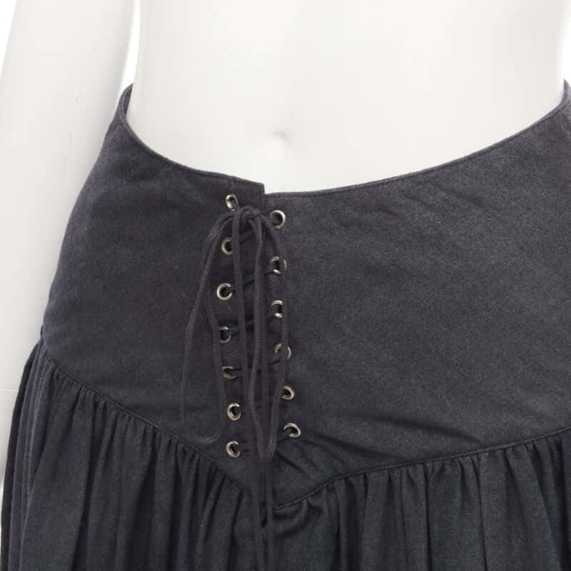 Comme Des Garcons Corset Tiered Skirt Grey Wool Never worn - Back View