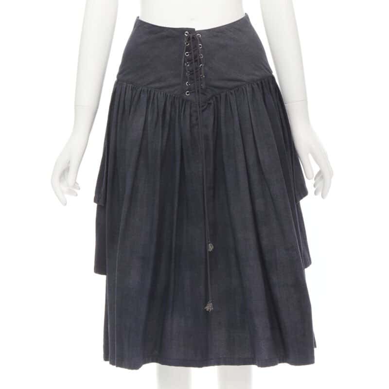 Comme Des Garcons Corset Tiered Skirt Grey Wool Never worn - Inside View