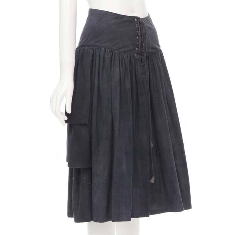 Comme Des Garcons Corset Tiered Skirt Grey Wool Never worn - Model View