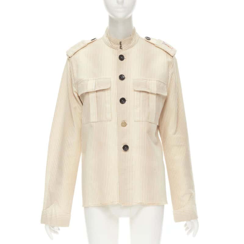 Yves Saint Laurent YSL Badge Shirt Beige Cotton Good condition - Front View
