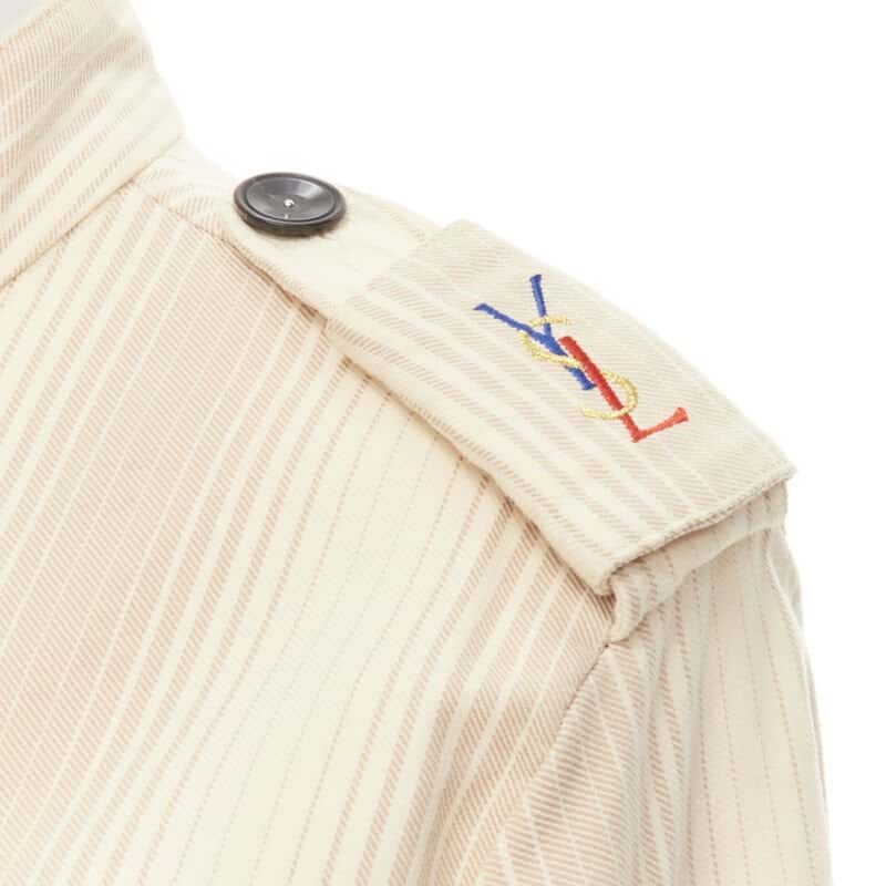 Yves Saint Laurent YSL Badge Shirt Beige Cotton Good condition - Back View