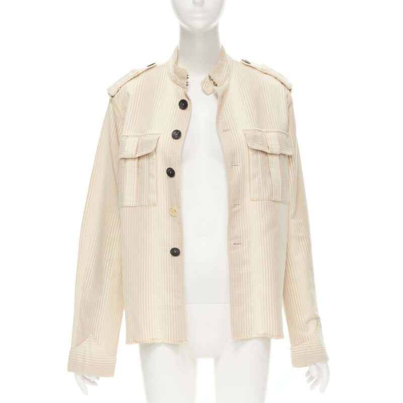 Yves Saint Laurent YSL Badge Shirt Beige Cotton Good condition - Inside View