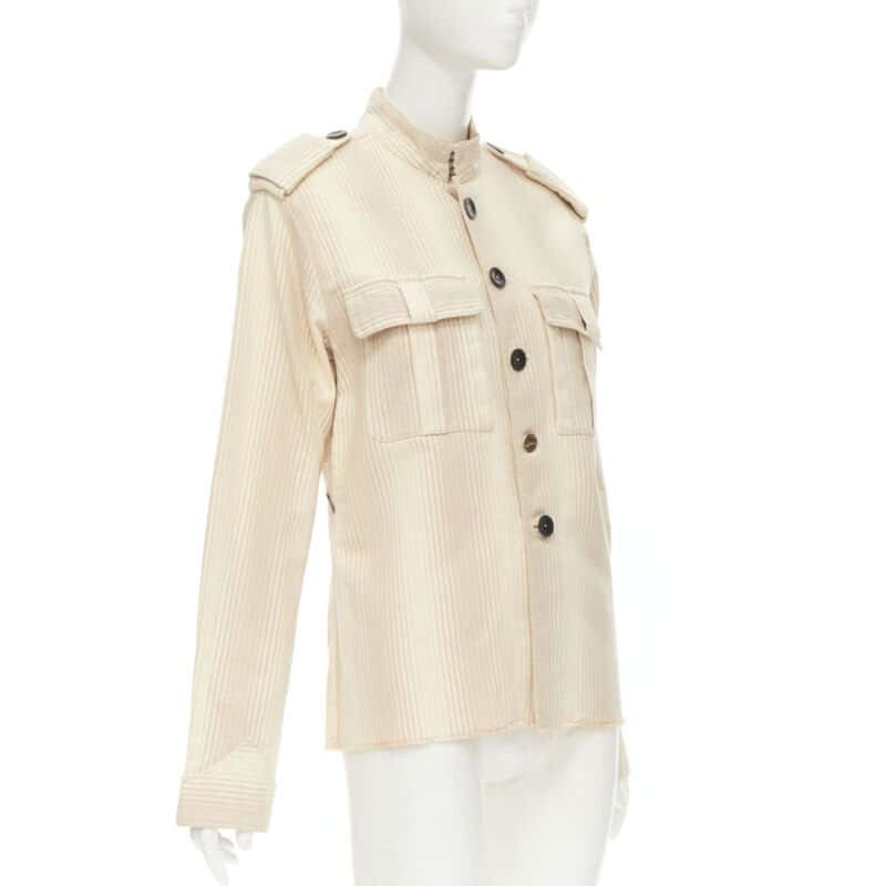 Yves Saint Laurent YSL Badge Shirt Beige Cotton Good condition - Model View