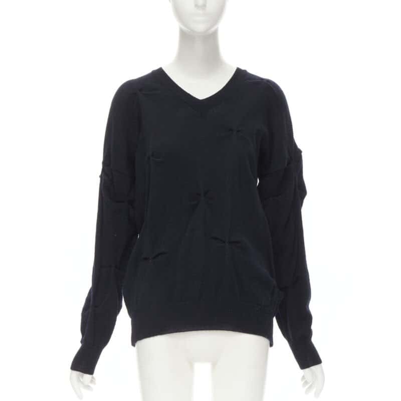 Comme Des Garcons Pinched Bow Sweater Black Wool Very good condition - Front View