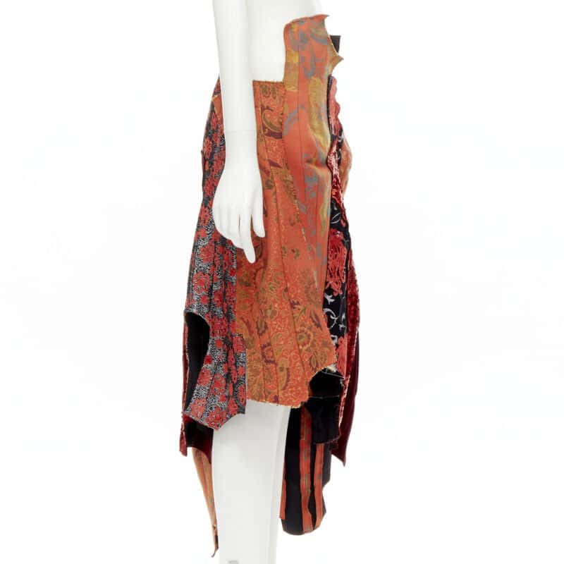 Comme Des Garcons Jacquard Devore Skirt Red Cotton Never worn - Model View