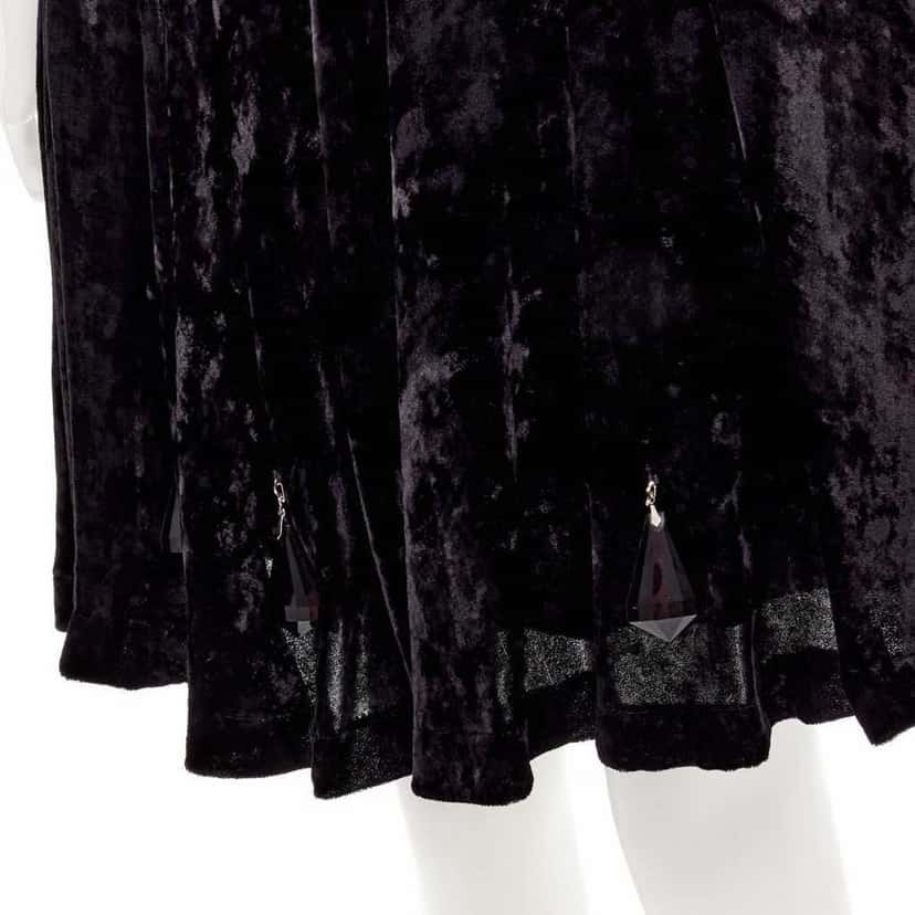 Comme Des Garcons Velvet Crystal Skirt Black Polyester Very good condition - Back View