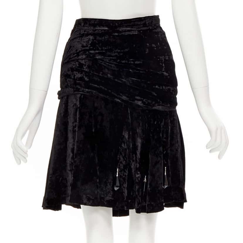 Comme Des Garcons Velvet Crystal Skirt Black Polyester Very good condition - Box View