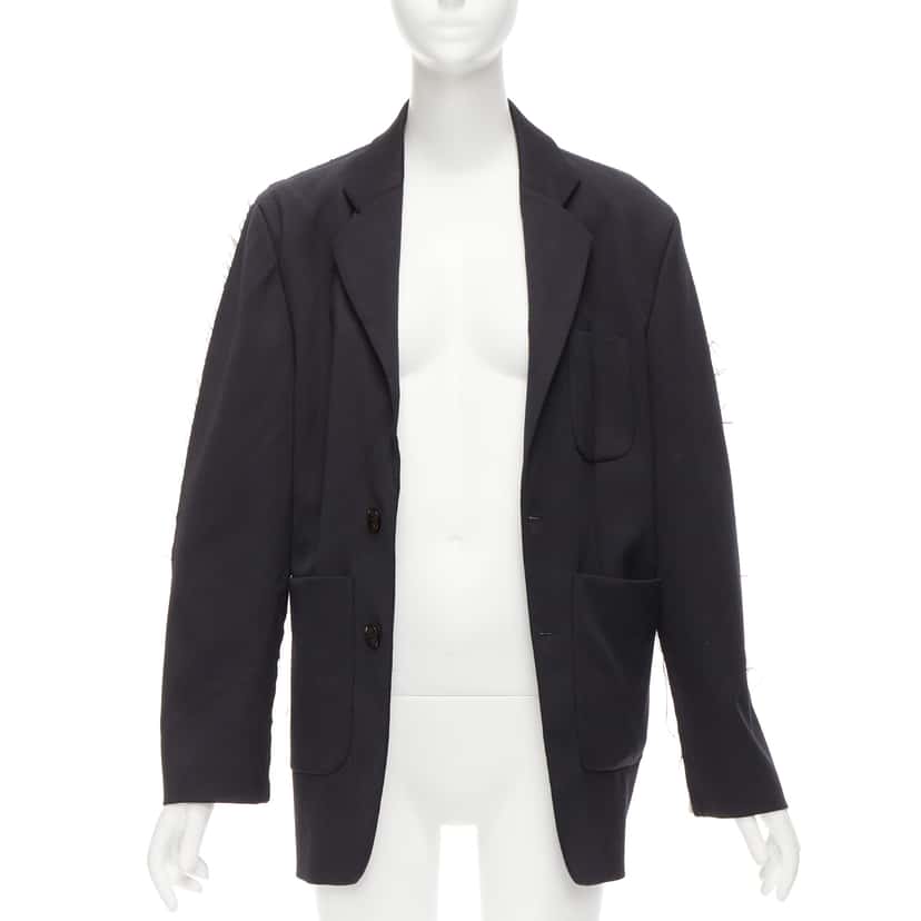 MM6 Fray Edge Blazer Black Polyester Good condition - Model View