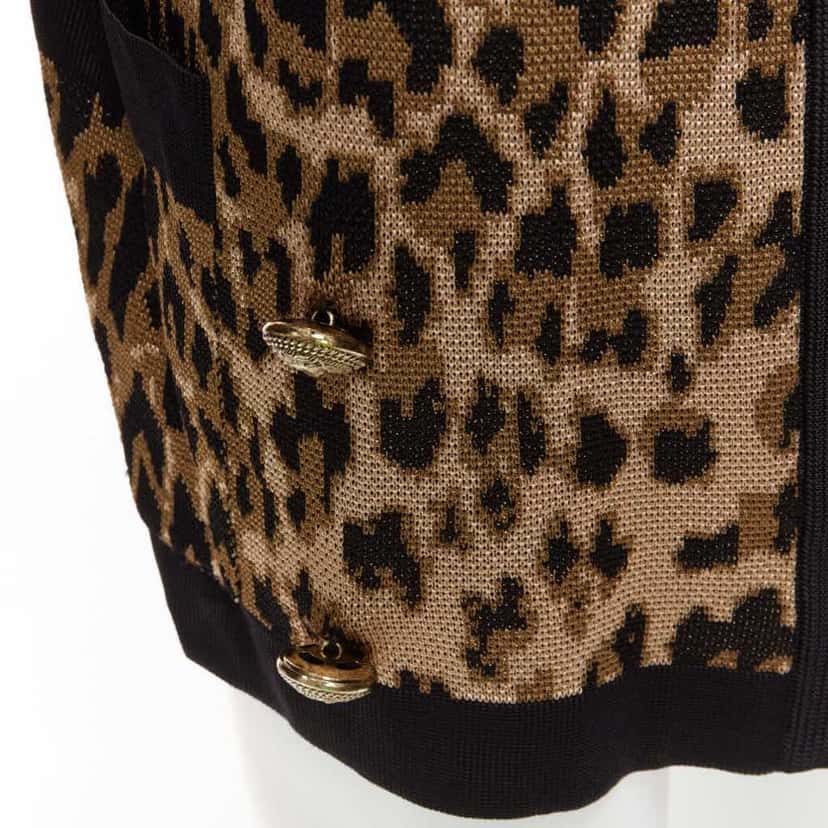 Balmain Leopard Jacquard Cardigan Brown Viscose Never worn - Back View