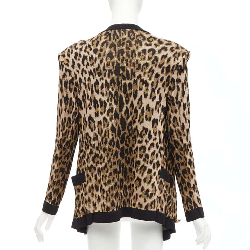 Balmain Leopard Jacquard Cardigan Brown Viscose Never worn - Box View
