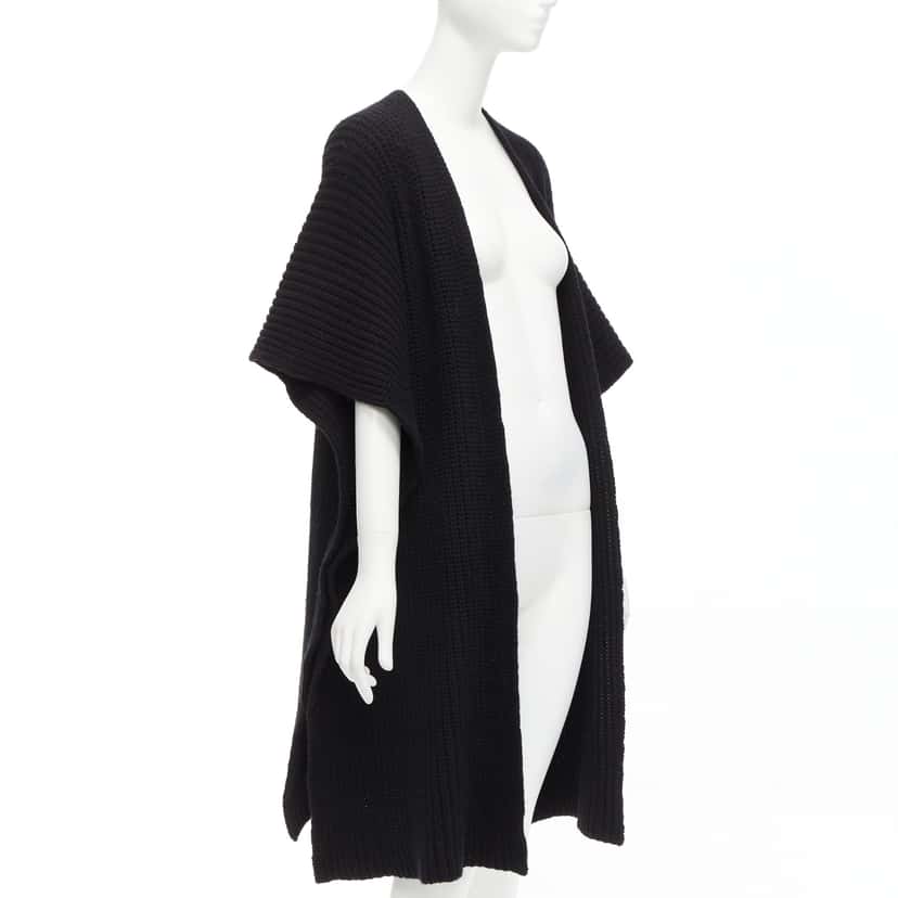 Valentino Garavani Logo Poncho Cardigan Black Wool Never worn - Inside View