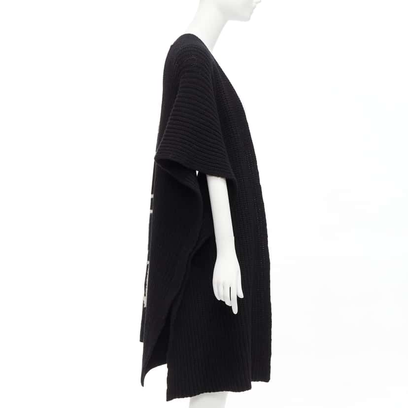 Valentino Garavani Logo Poncho Cardigan Black Wool Never worn - Model View