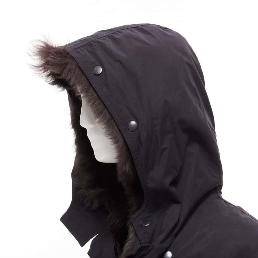 3.1 Phillip Lim Fur Lined Parka Coat Black Cotton Fair condition - Back View