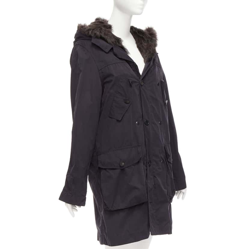 3.1 Phillip Lim Fur Lined Parka Coat Black Cotton Fair condition - Model View