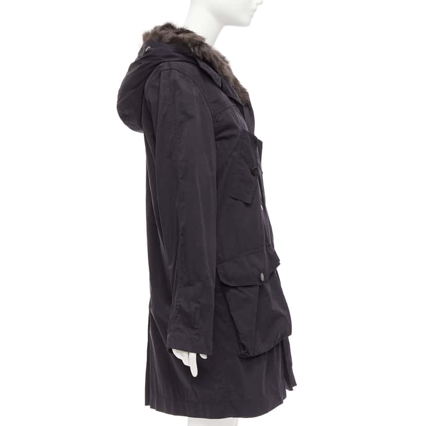 3.1 Phillip Lim Fur Lined Parka Coat Black Cotton Fair condition - Box View