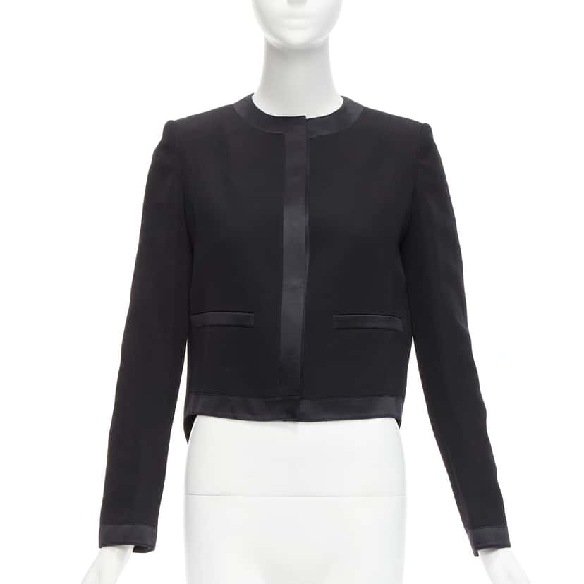 Givenchy Silk Trim Jacket Black Wool Never worn - Inside View
