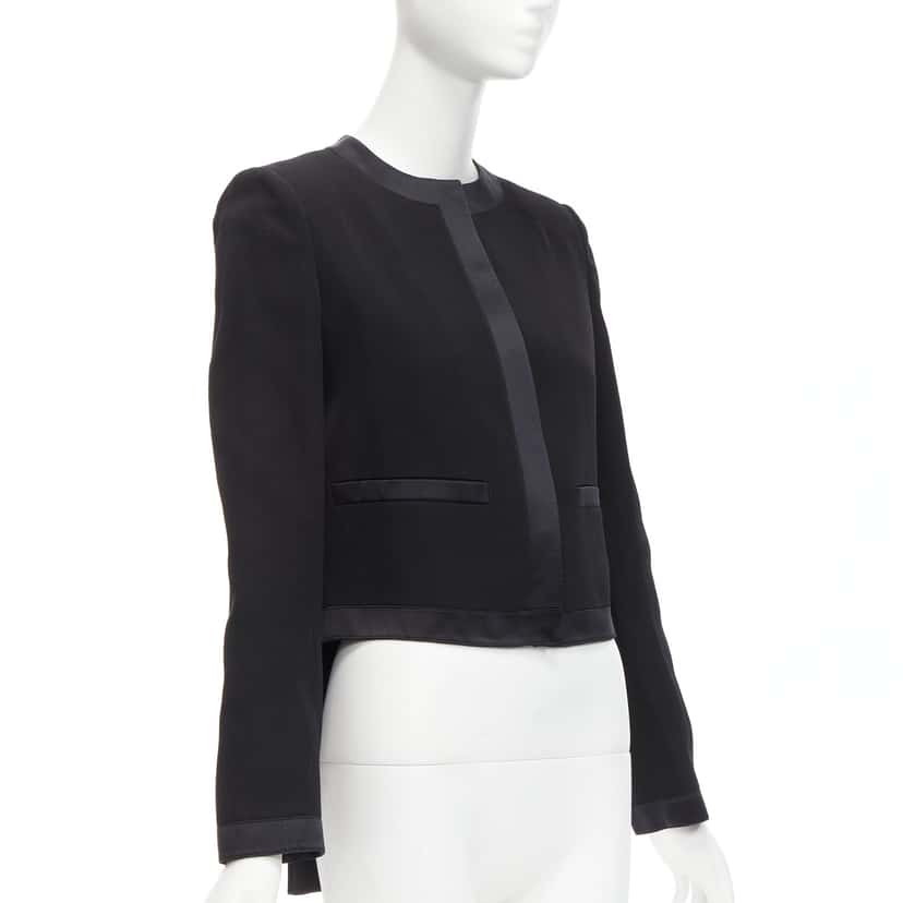 Givenchy Silk Trim Jacket Black Wool Never worn - Model View