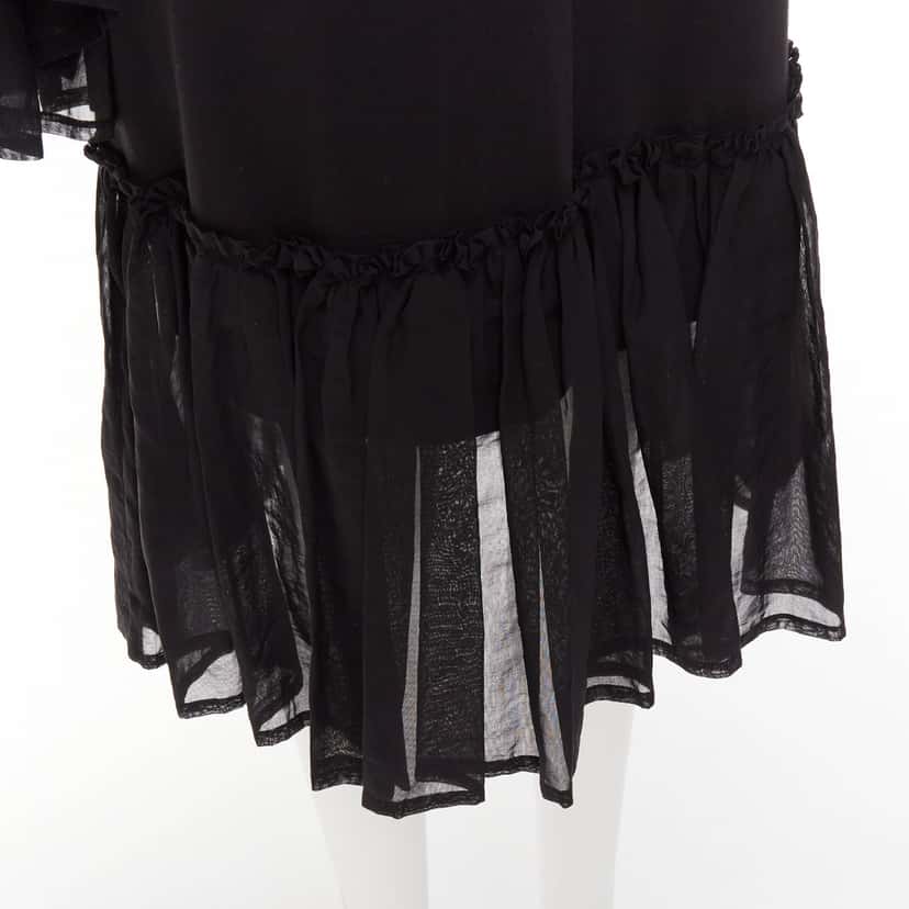 Dries Van Noten Ruffle Sweatshirt Dress Black Cotton Never worn - Back View