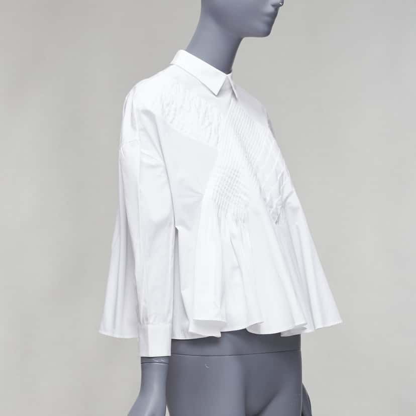 Viktor & Rolf Pleated Flare Shirt White Cotton Never worn - Inside View