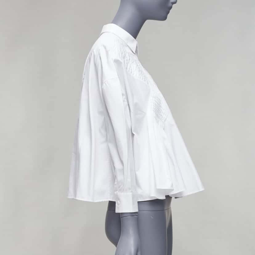 Viktor & Rolf Pleated Flare Shirt White Cotton Never worn - Model View