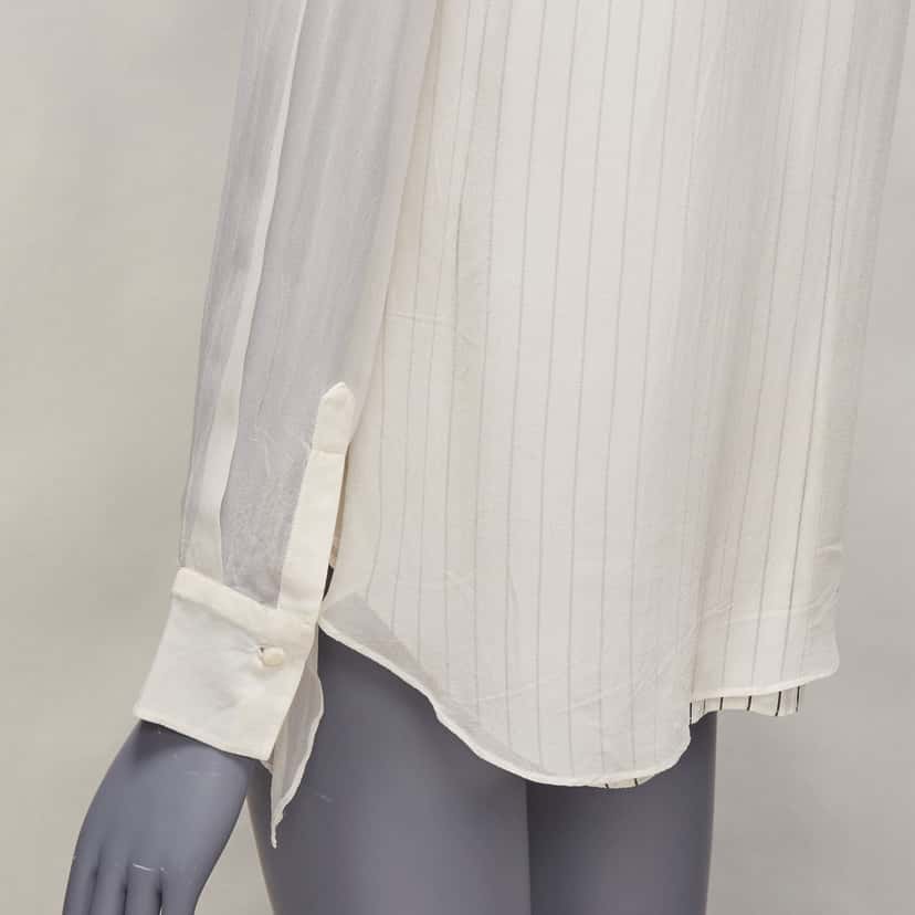 Brunello Cucinelli Layered Sheer Shirt Beige Silk Very good condition - Back View