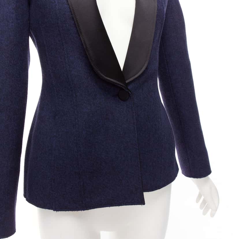 Maison Martin Margiela Satin Collar Blazer Navy Wool Never worn - Back View