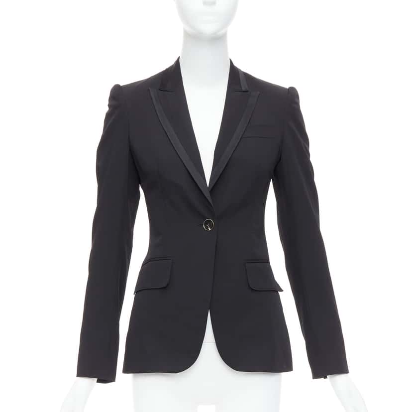 Stella McCartney Peak Collar Blazer Black Wool Never worn - Front View