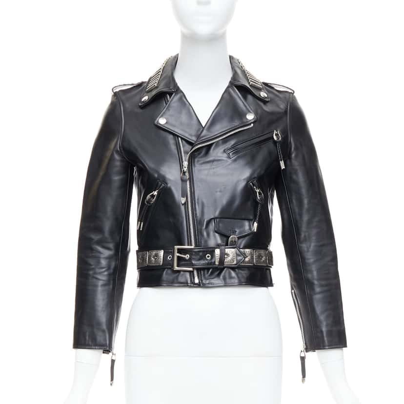 Toga Archives Charm Zip Biker Black Leather Good condition - Front View