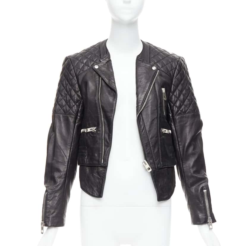 Balenciaga Quilted Moto Jacket Black Leather Good condition - Inside View