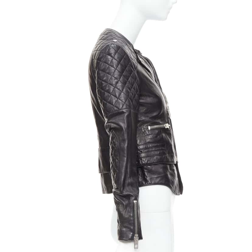Balenciaga Quilted Moto Jacket Black Leather Good condition - Box View