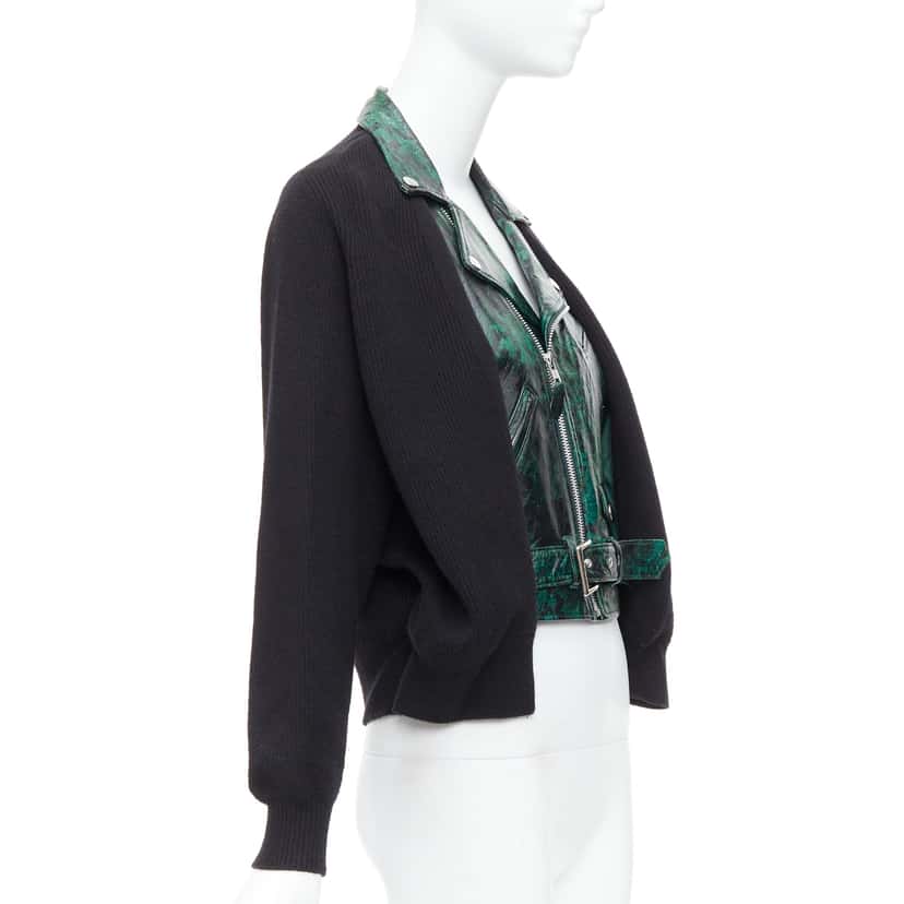 Toga Archives Biker Cardigan Green Leather Good condition - Model View