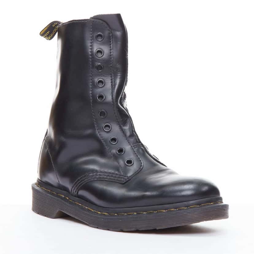 Vetements Laceless Combat Boots Black Leather Fair condition - Front View