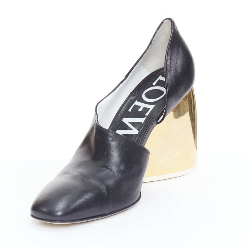 Loewe Curved Heel Shoes Black Leather Good condition - Model View