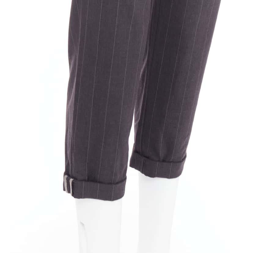 Brunello Cucinelli Twill Tapered Pants Grey Wool Very good condition - Back View