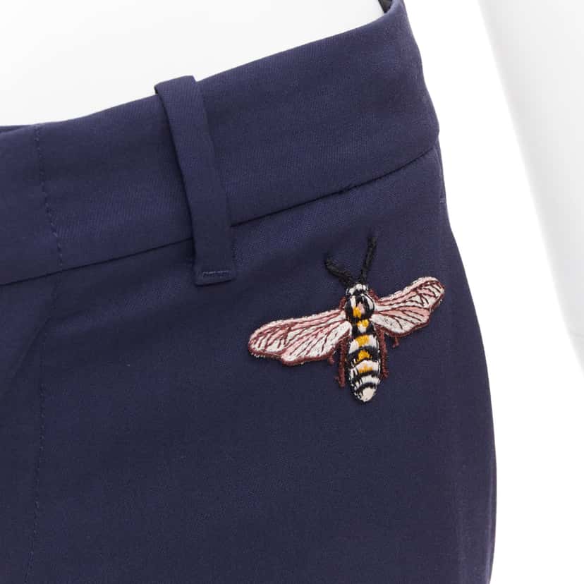 Gucci Bee Flared Pants Navy Wool Very good condition - Back View