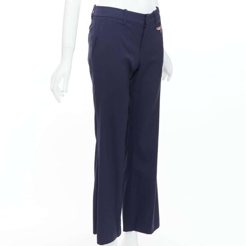Gucci Bee Flared Pants Navy Wool Very good condition - Inside View