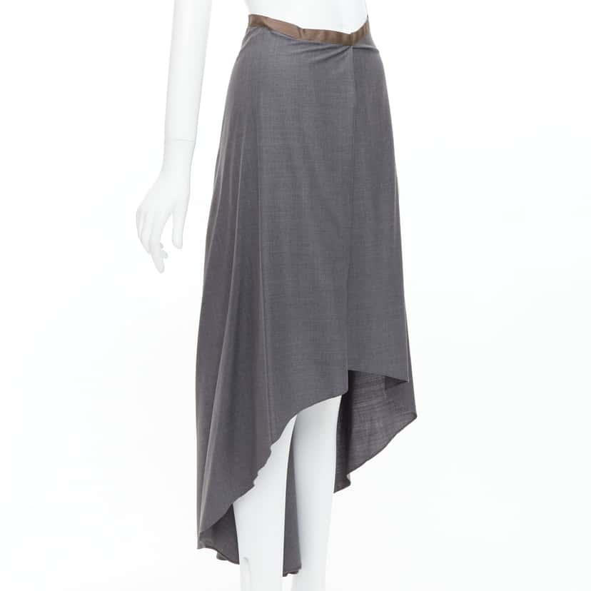 Brunello Cucinelli High Low Skirt Grey Wool Very good condition - Front View