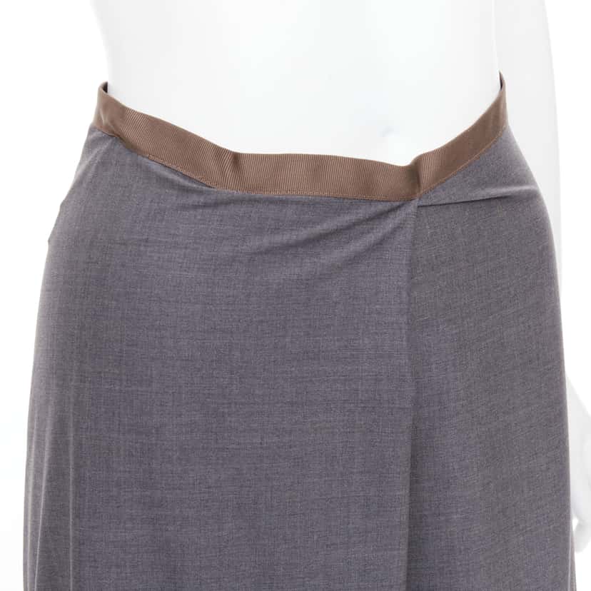 Brunello Cucinelli High Low Skirt Grey Wool Very good condition - Back View