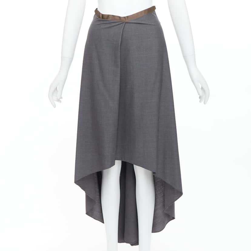 Brunello Cucinelli High Low Skirt Grey Wool Very good condition - Inside View