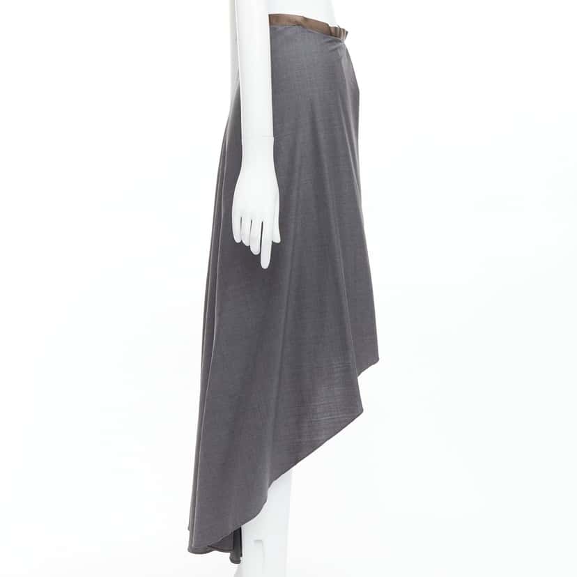 Brunello Cucinelli High Low Skirt Grey Wool Very good condition - Model View