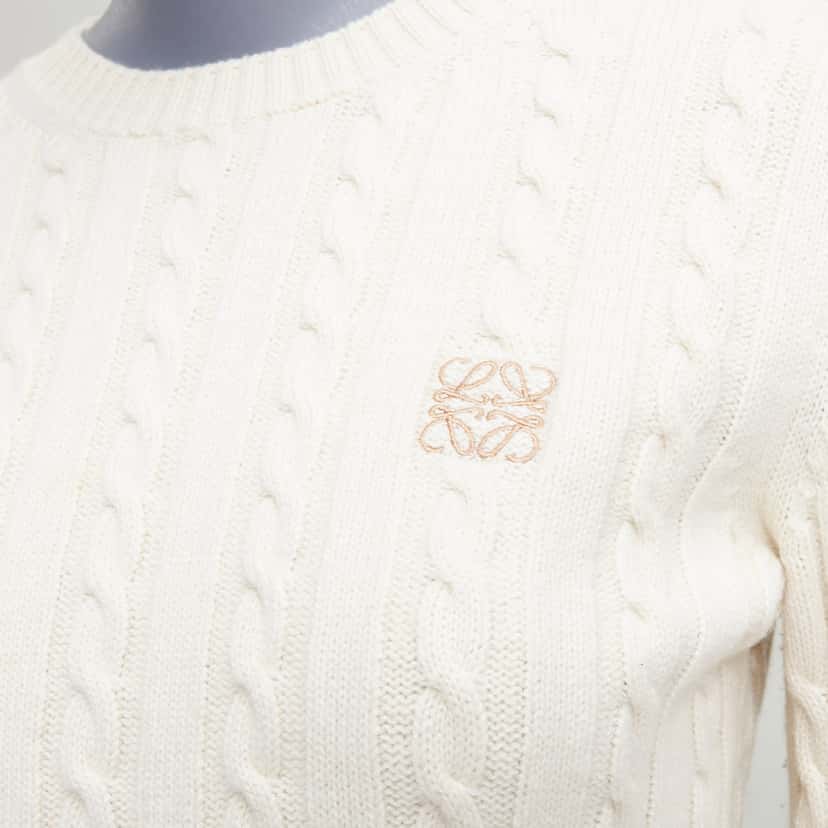 Loewe Cable Knit Sweater Beige Wool Good condition - Back View