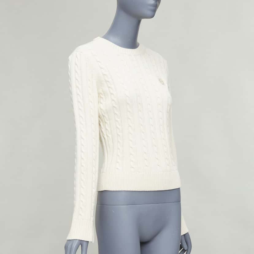 Loewe Cable Knit Sweater Beige Wool Good condition - Inside View