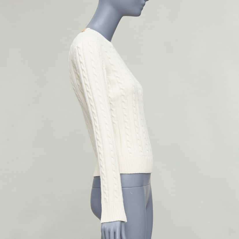 Loewe Cable Knit Sweater Beige Wool Good condition - Model View